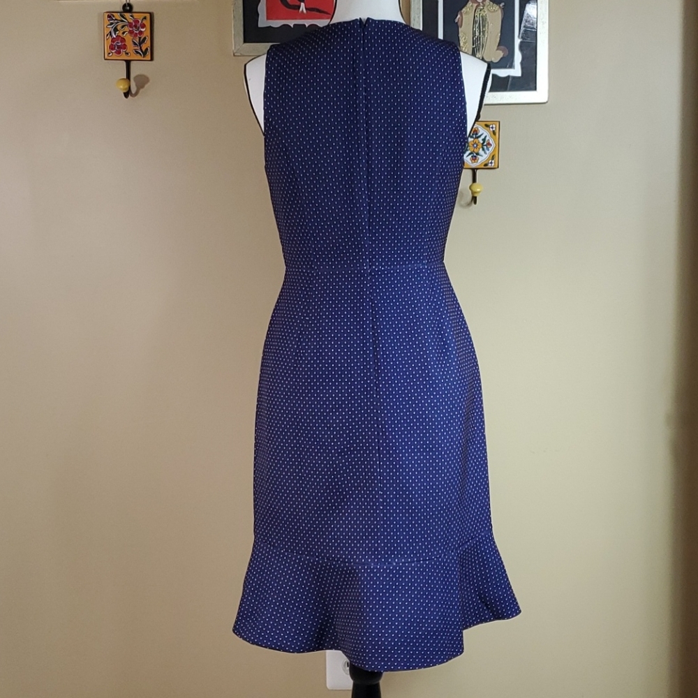 J. Crew blue polka dot sleeveless dress. - Picture 3 of 7